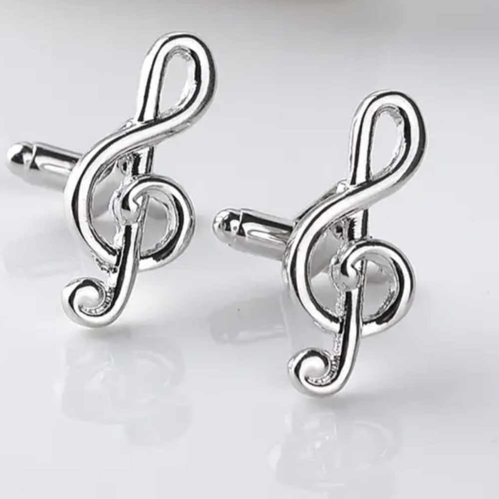Silver Treble Cleff Cufflinks - Picture 2 of 2